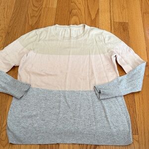 Colorblock Crewneck Sweater in Cream, Pink & Gray
